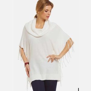 Michael Kors Ivory Cowl Neck Fringe Sweater - size L